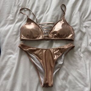 Express Metallic Gold Bikini Set